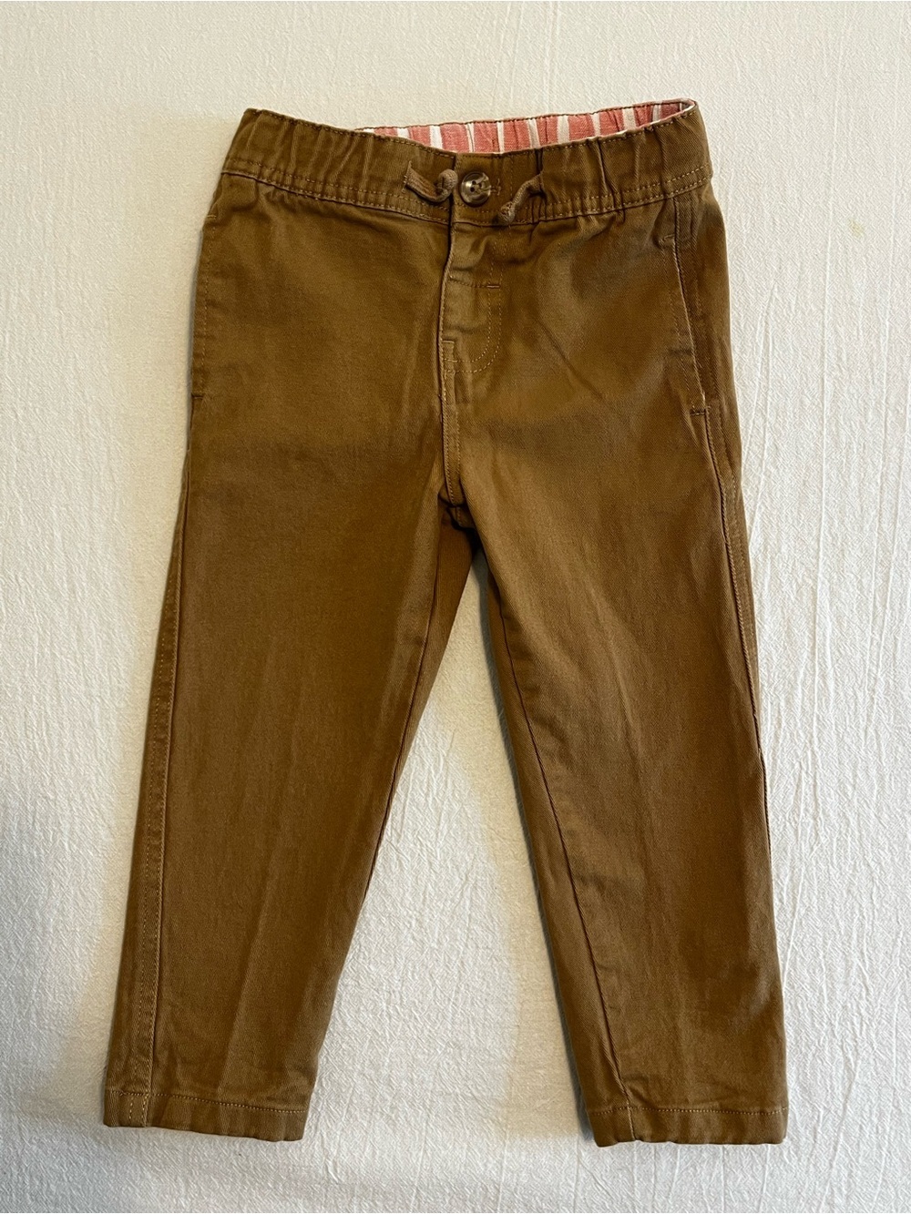 Stitch & Stone Toddler Boys 4T Tan Brown Stretch Chino Pants Cotton Drawstring